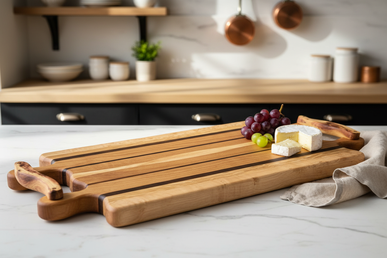 Large Wooden Charcuterie Board in elegant setting